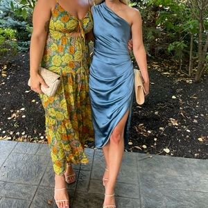 Revolve Elliatt Cassini one shoulder dress blue